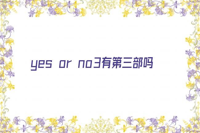 yes or no3有第三部吗剧照